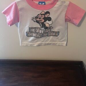 Vintage Walt Disney  Baby Minnie Mouse Pink and White Shirt 24 months
